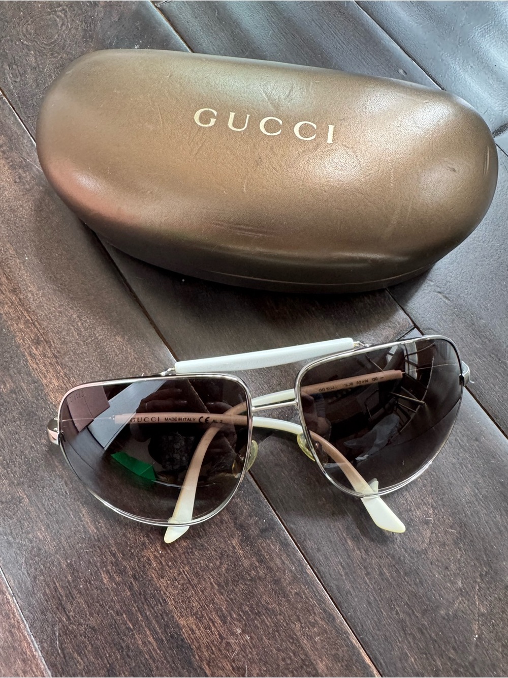 Gucci Aviator Sunglasses GG1534/S Silver White Made in Italy - Picture 1 of 7